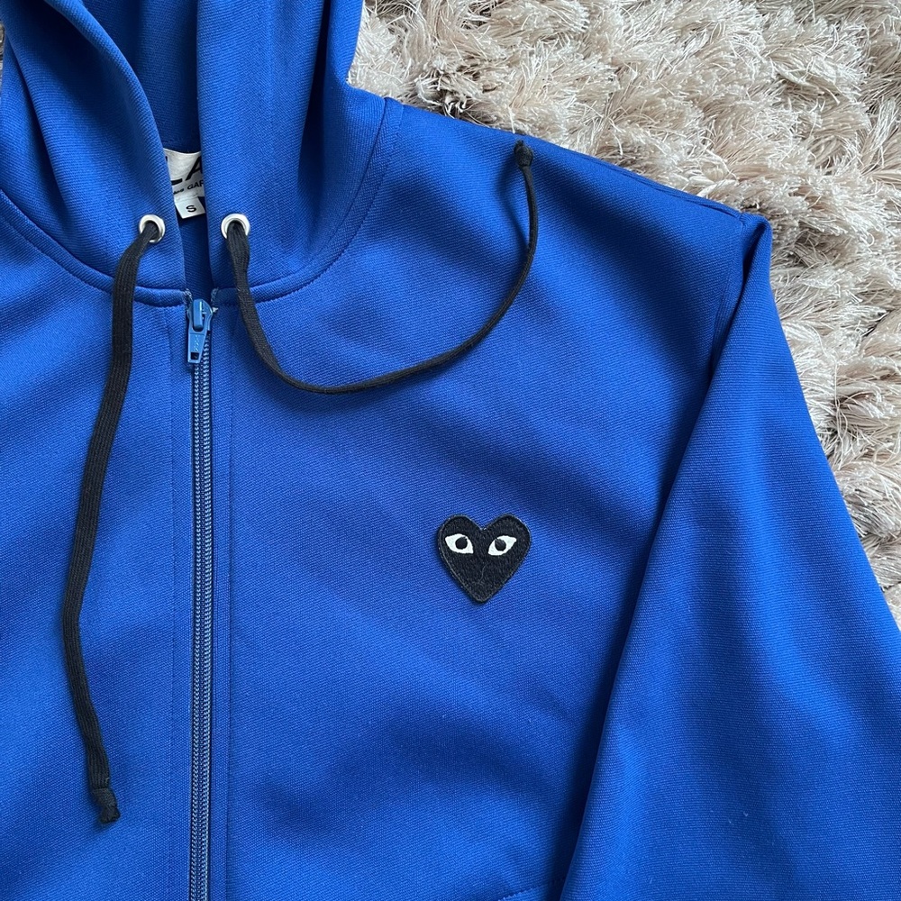 Comme des Garçons Blue Hoodie with Heart Detail